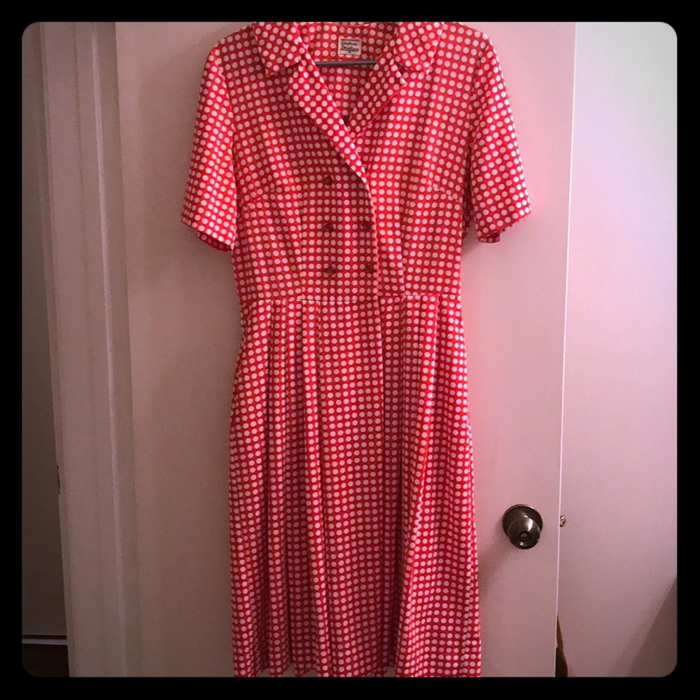 Red polka dot plus size vintage dress